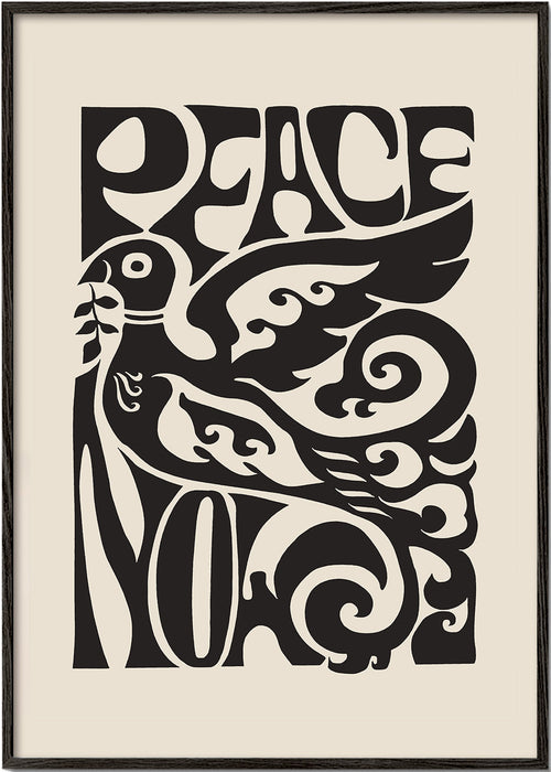 Poster vintage Pomba e tipografia anos 70