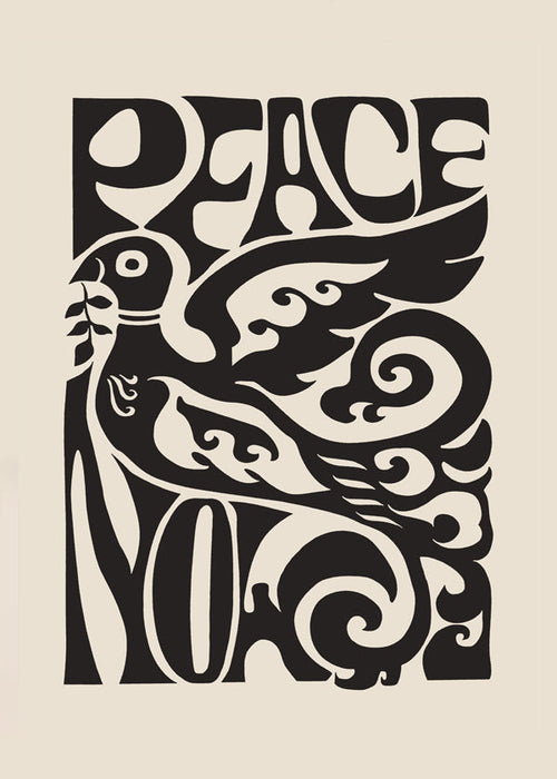Poster vintage Pomba e tipografia anos 70