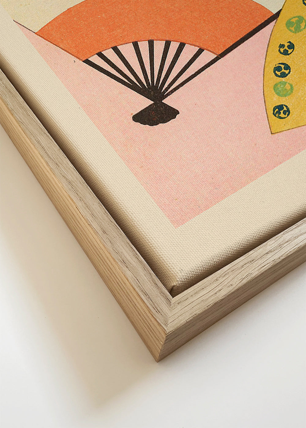 Ilustração japonesa de leques sobre fundo rosa