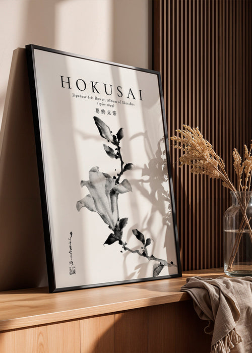 Estampa botânica Hokusai: íris japonesa em tinta