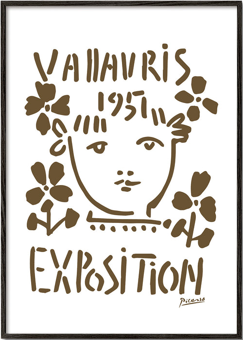 Estampa vintage Vallauris 1951 rosto e flores