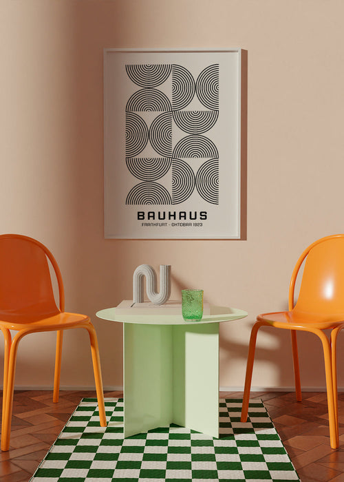 Pôster geométrico Bauhaus círculos concêntricos