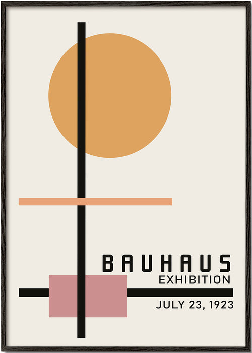Poster geométrico Bauhaus com círculo solar e eixos