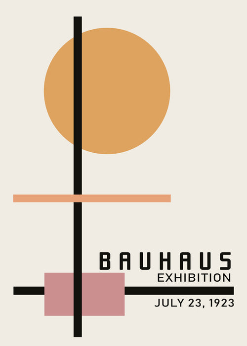 Poster geométrico Bauhaus com círculo solar e eixos