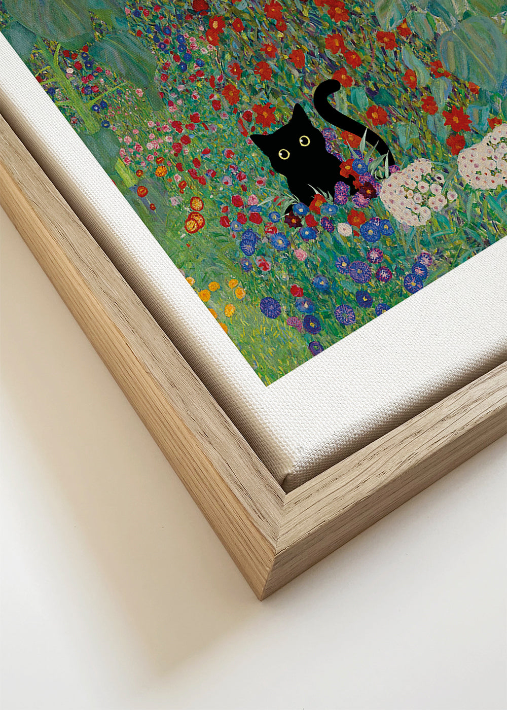 Gato em jardim floral - impressão