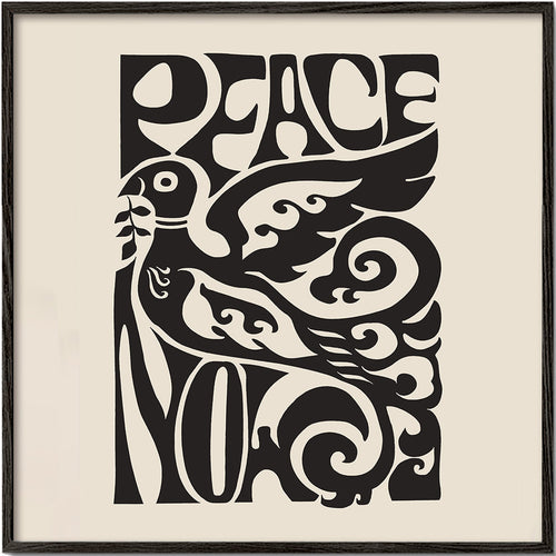 Poster vintage com pomba tipográfica 'Peace Now'