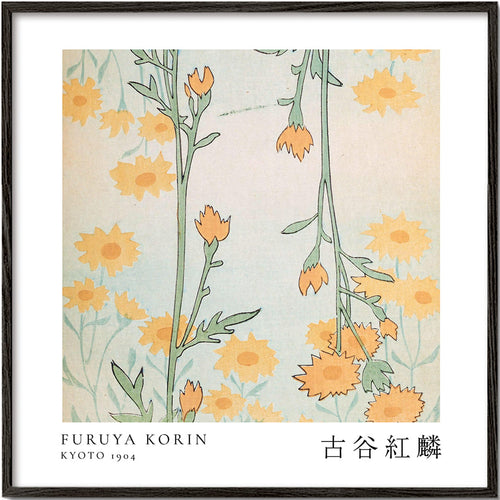 Estampa botânica Korin: estudo floral japonês