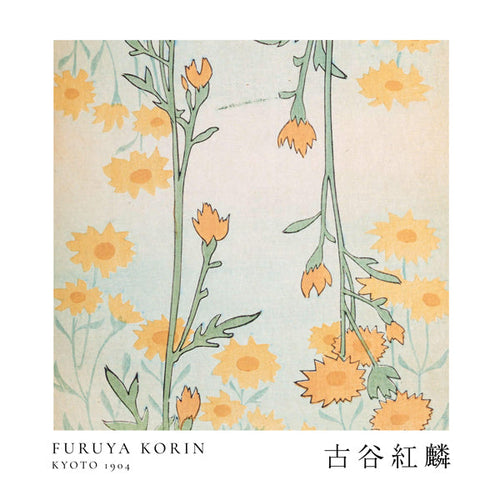 Estampa botânica Korin: estudo floral japonês