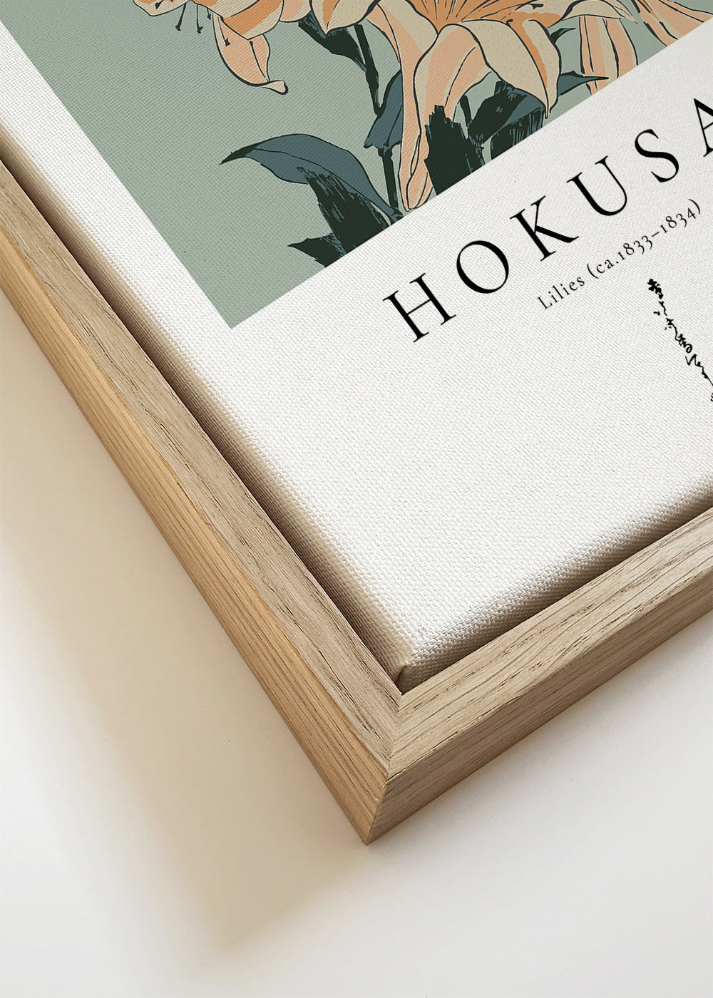 Estampa botânica de lírios estilo Hokusai