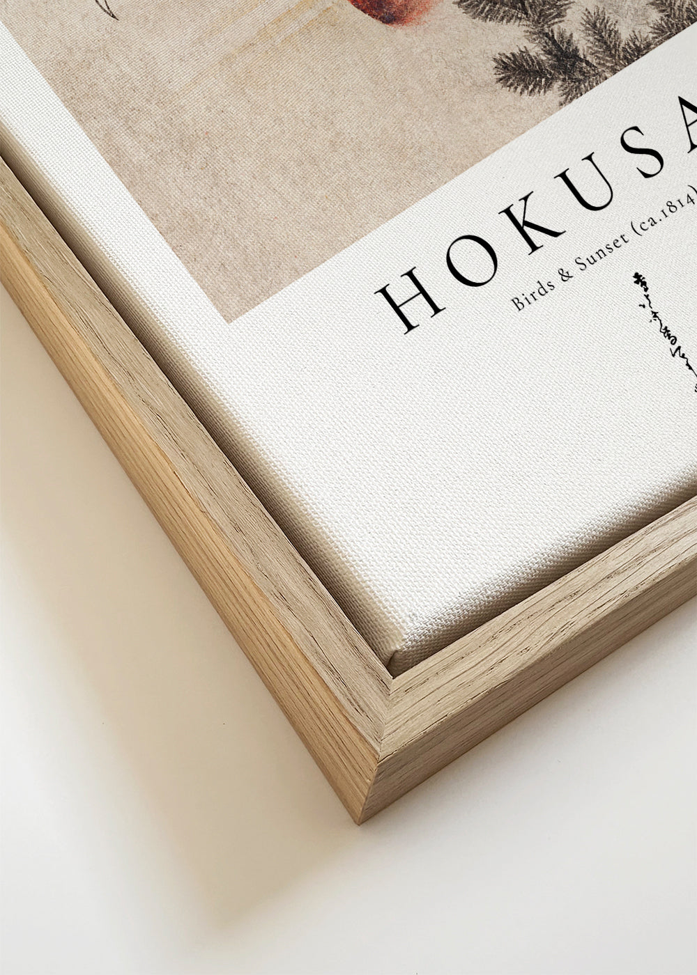 Ilustração Hokusai com aves e sol