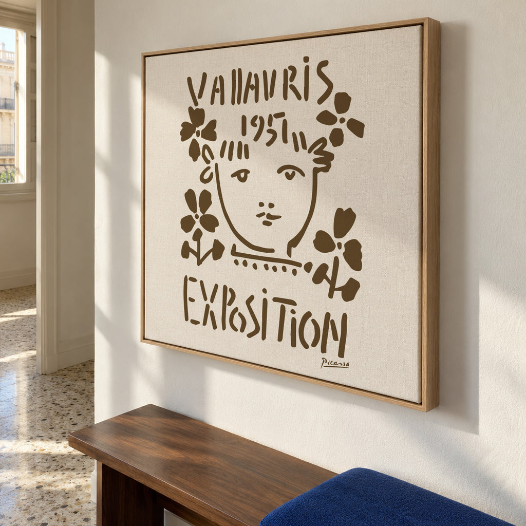 PIcasso Vallauris 1951 Exposition Poster - Square - Framed canvas in an interior