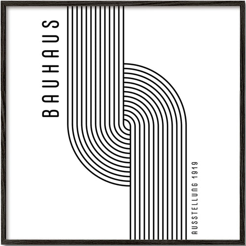 Poster geométrico Bauhaus com linhas curvas