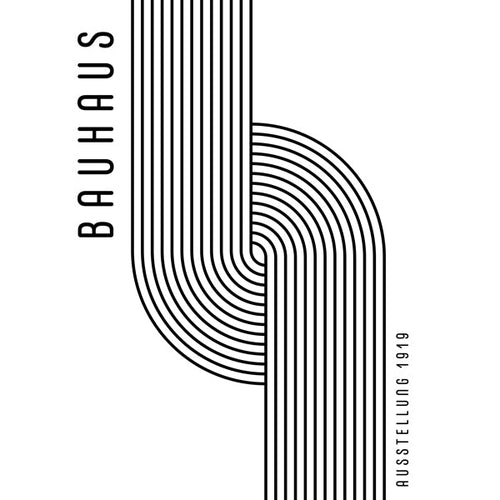 Poster geométrico Bauhaus com linhas curvas