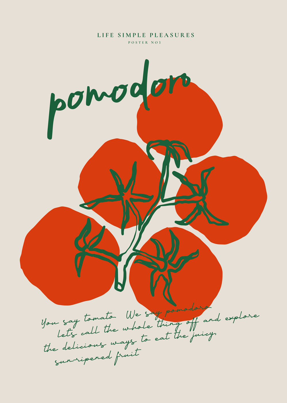 Arte para cozinha Pomodoro tomates ilustrados