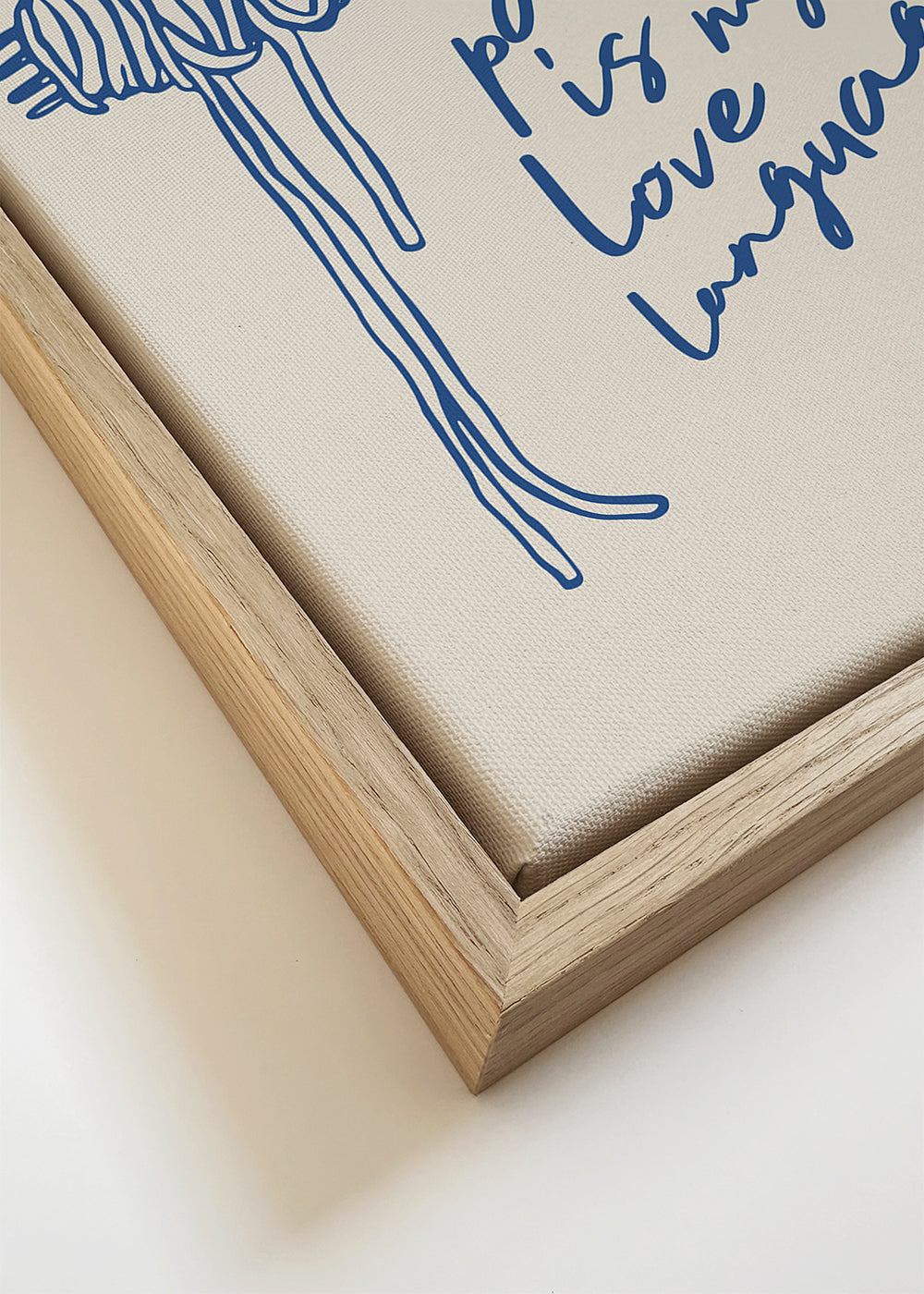 Arte para cozinha pasta e tipografia azul