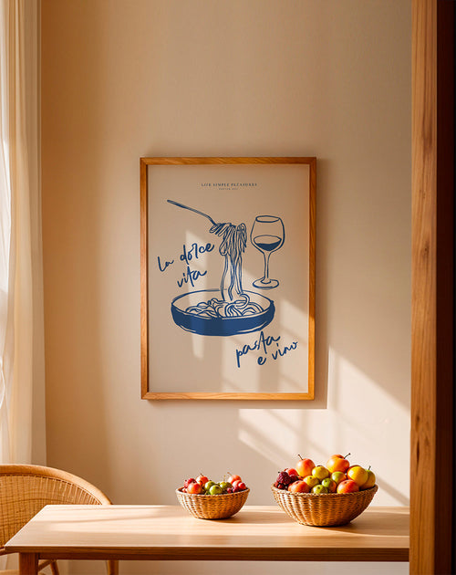 Arte para cozinha La Dolce Vita massa e vinho