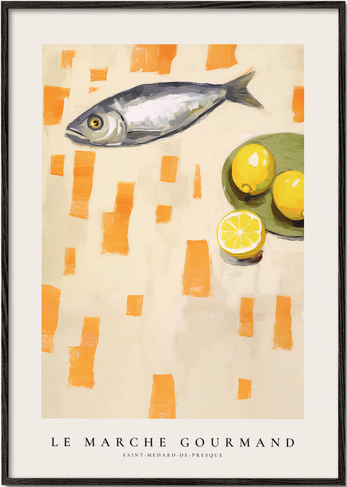 Arte para cozinha peixe e limões