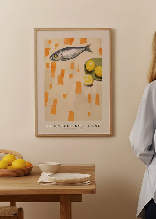 Arte para cozinha peixe e limões