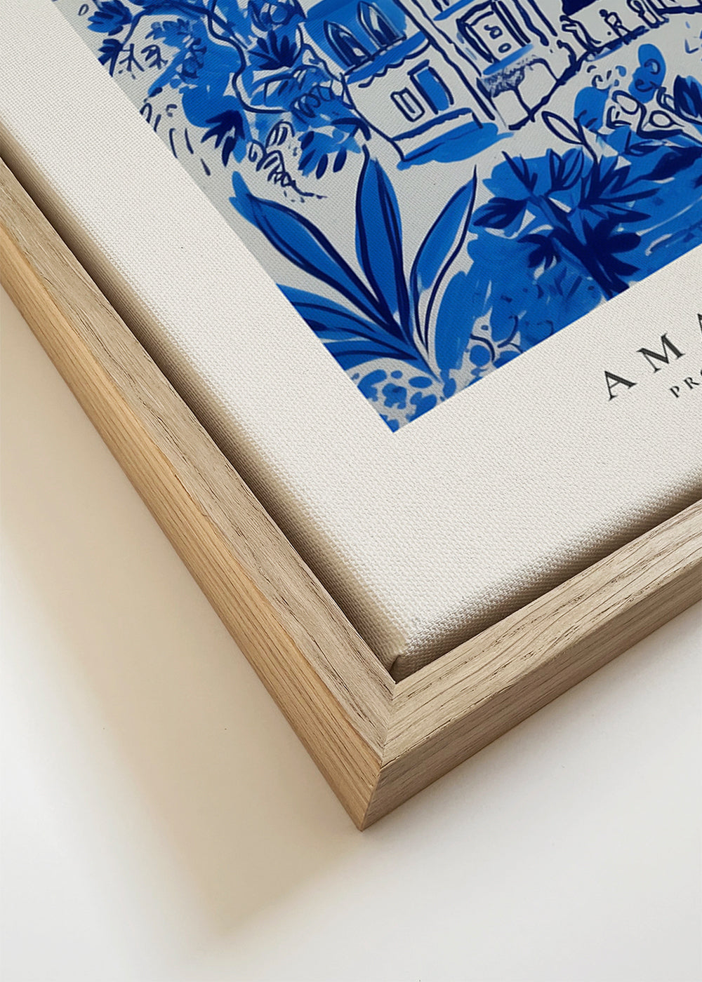 Quadro de cidades Positano ilustração azul