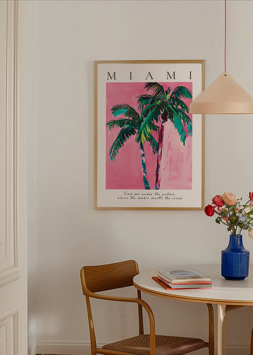 Ilustração palmeiras Miami rosa
