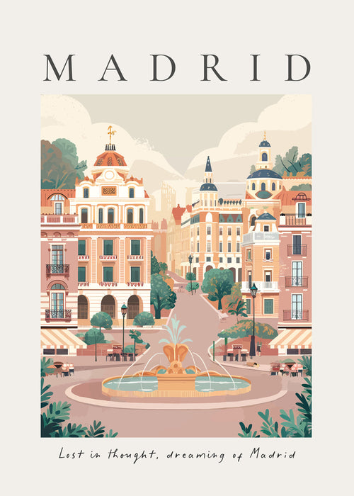 Quadro cidade Madrid com fonte