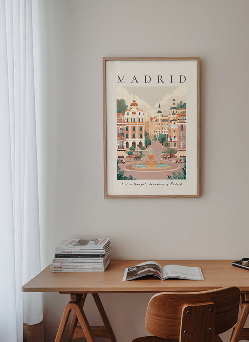 Quadro cidade Madrid com fonte