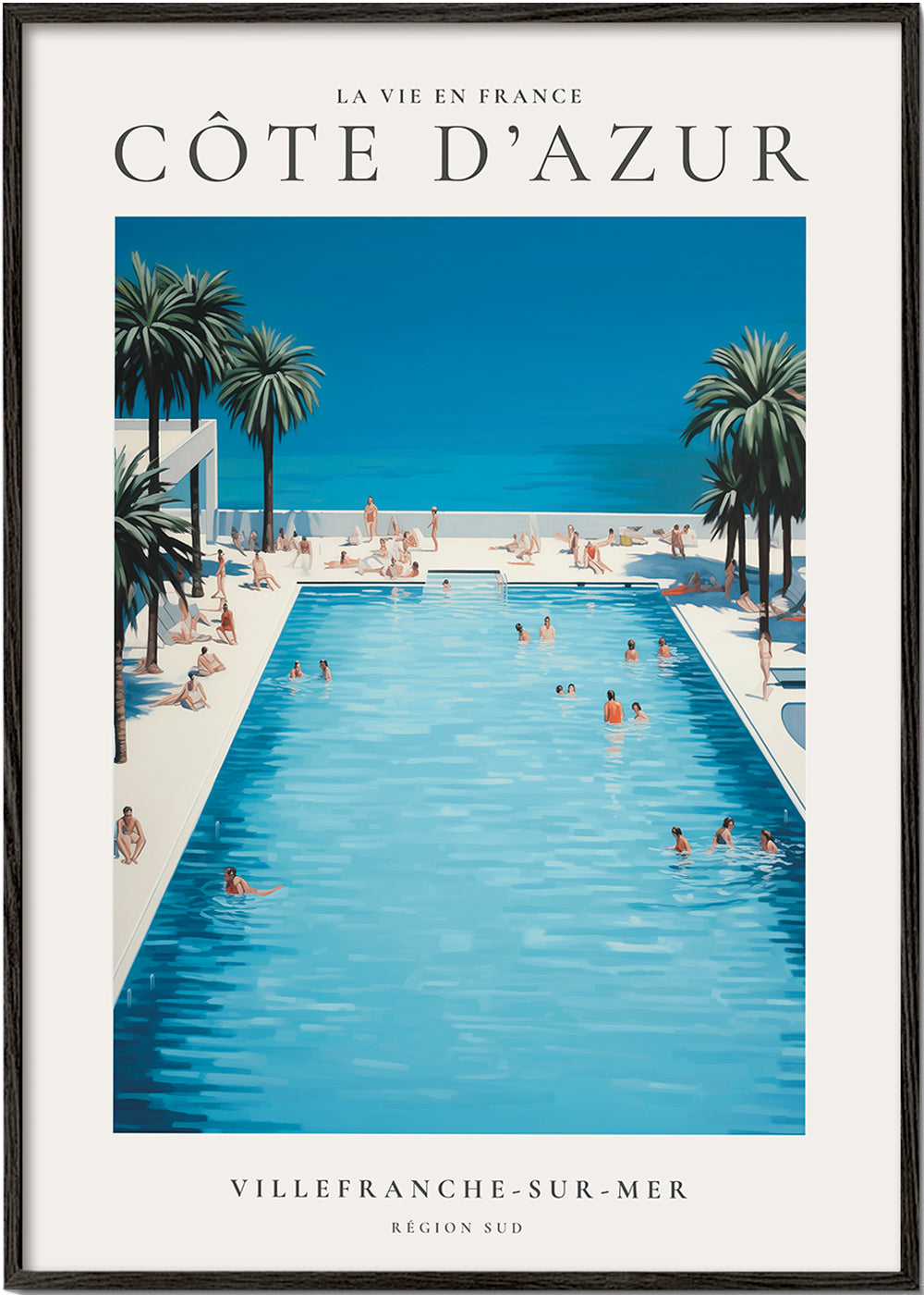 Poster Riviera Francesa piscina e palmeiras