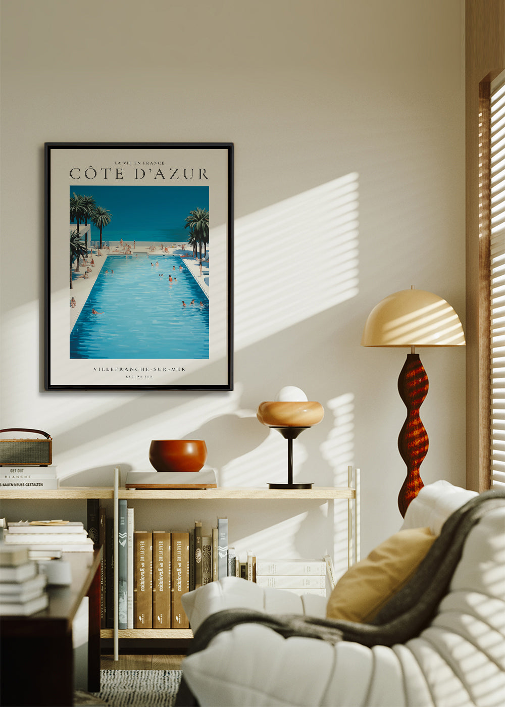 Poster Riviera Francesa piscina e palmeiras