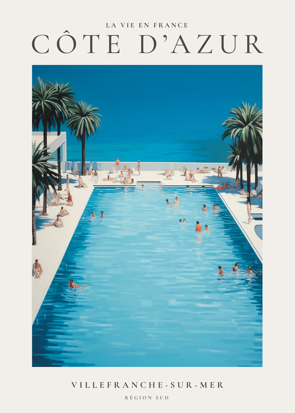 Poster Riviera Francesa piscina e palmeiras