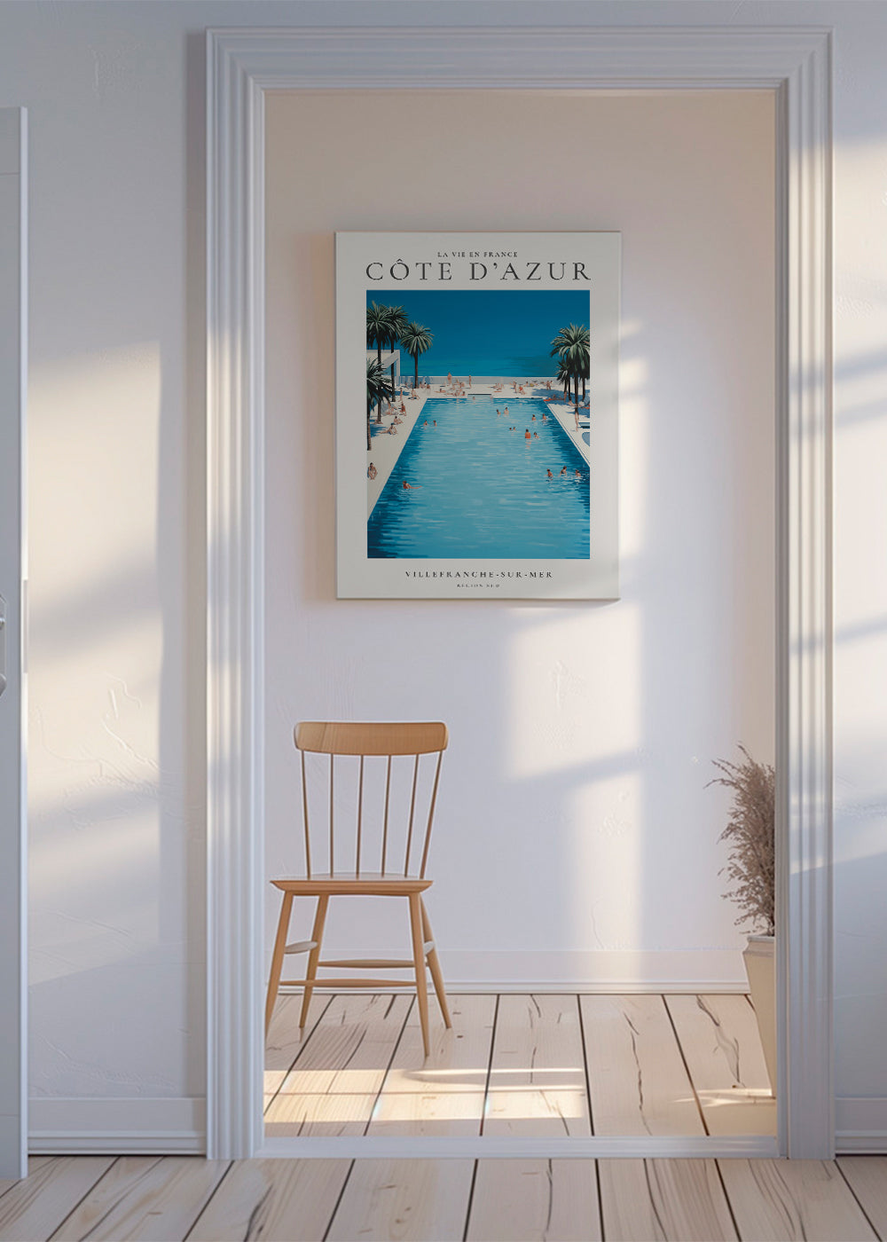 Poster Riviera Francesa piscina e palmeiras