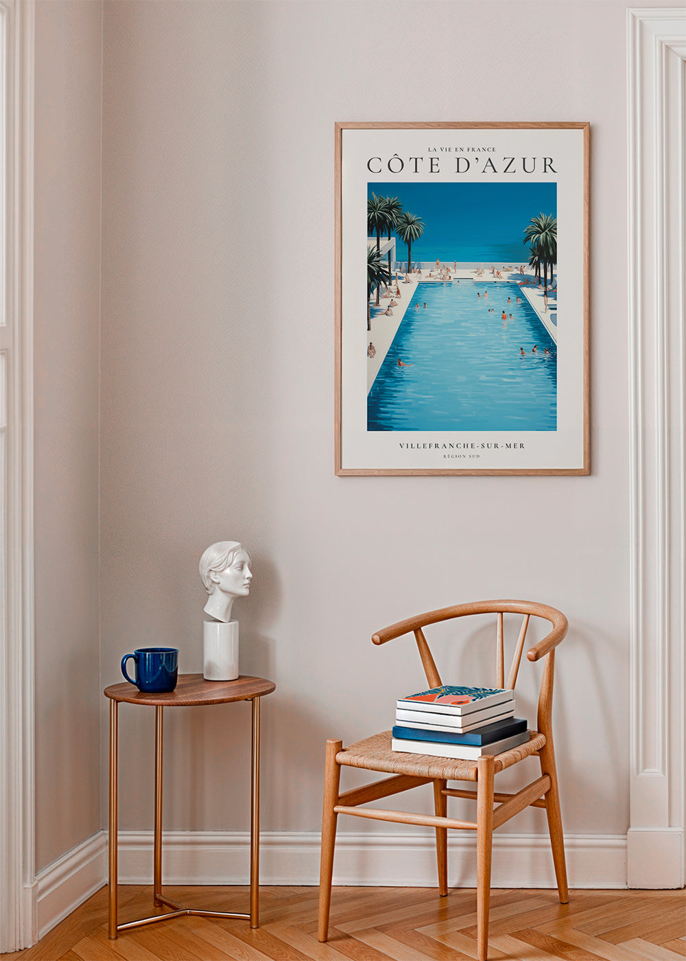 Poster Riviera Francesa piscina e palmeiras
