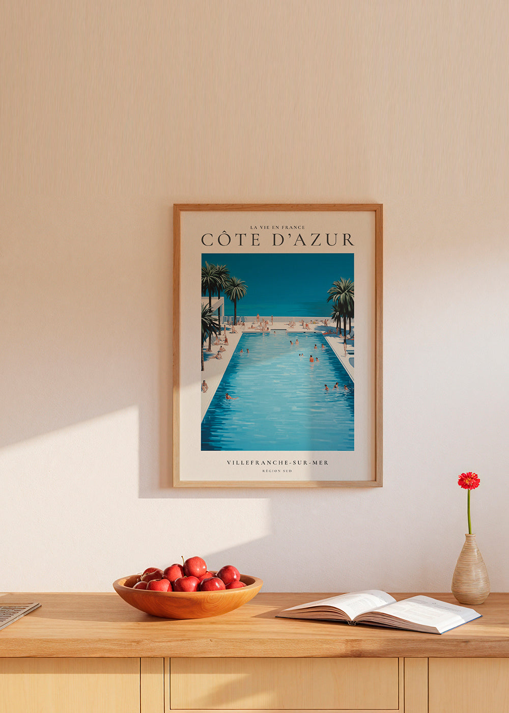 Poster Riviera Francesa piscina e palmeiras