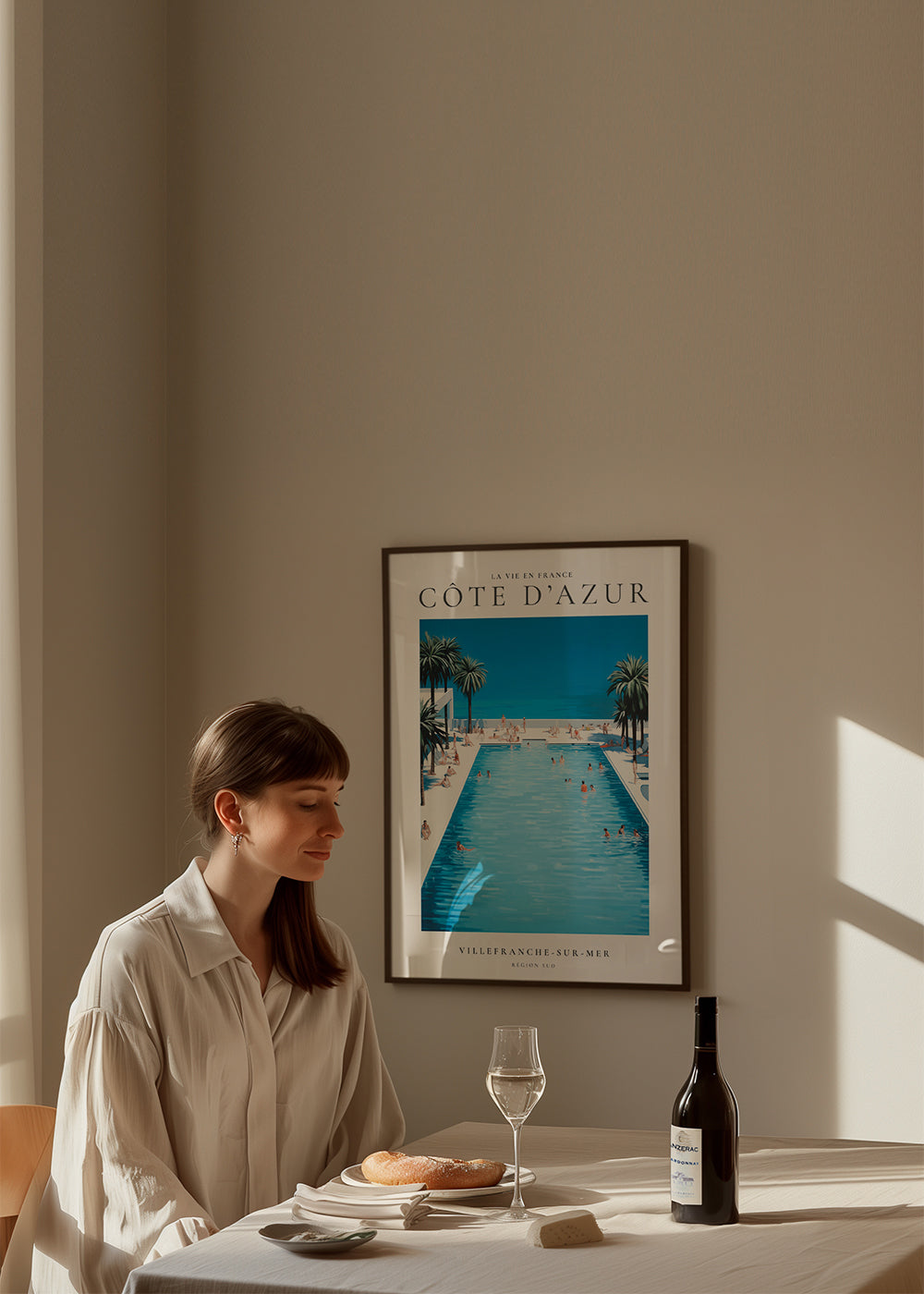 Poster Riviera Francesa piscina e palmeiras