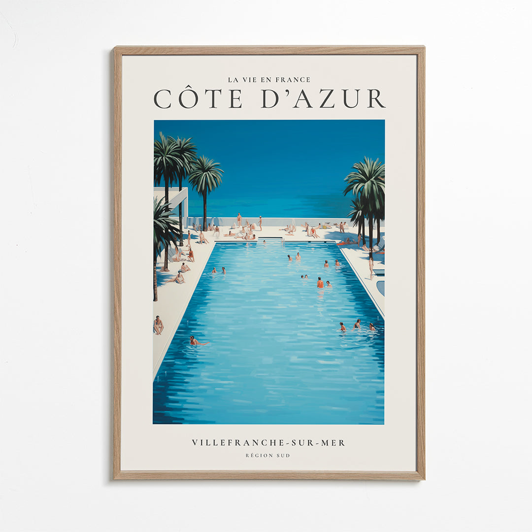 Poster Riviera Francesa piscina e palmeiras