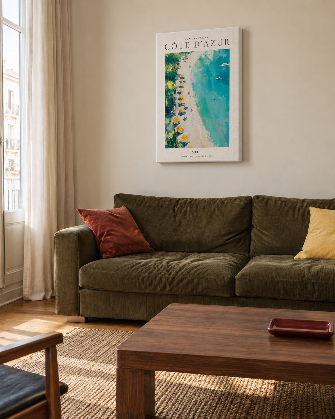 La vie en France, Nice - Unframed canvas in an interior