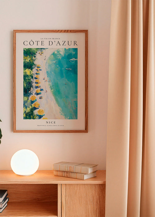 Poster de viagem: praia da Côte d'Azur pintada