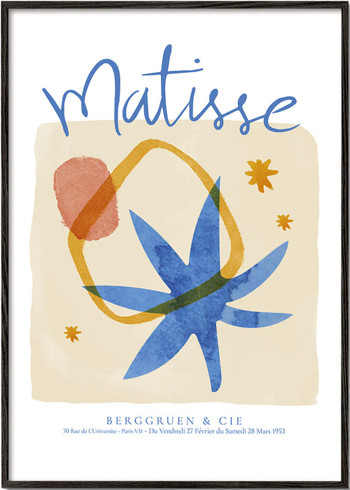 Ilustração botânica em azul e ocre