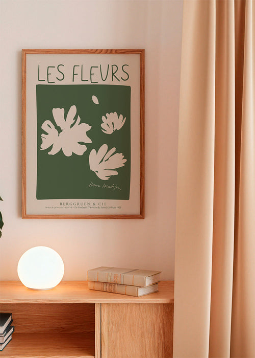 Estampa botânica Les Fleurs bloco verde
