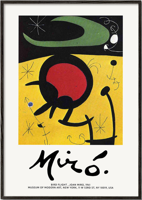 Quadro abstrato pássaro gráfico amarelo