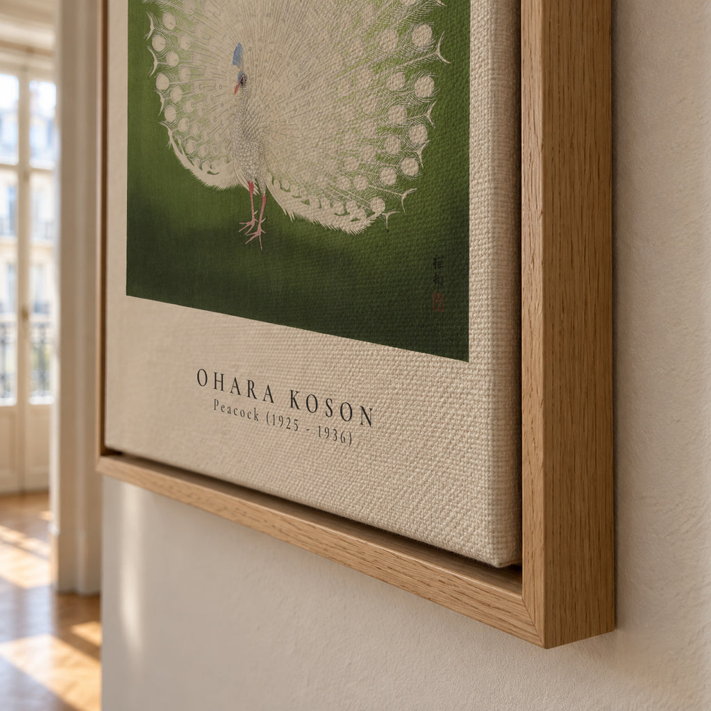 Ohara Koson, Peacock - Framed canvas detail