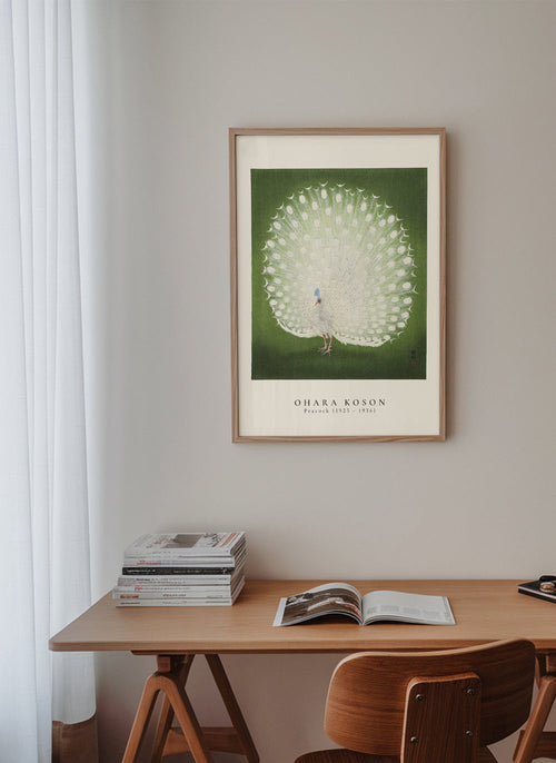 Quadro pavão japonês com cauda aberta