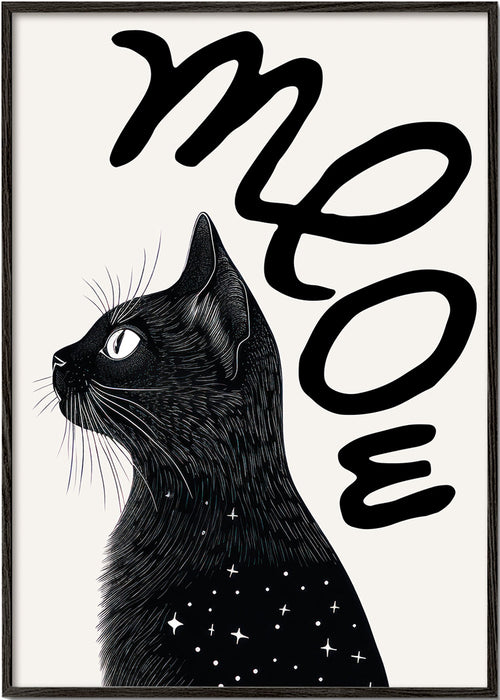 Quadro gato preto perfil