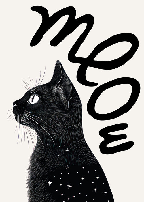 Quadro gato preto perfil