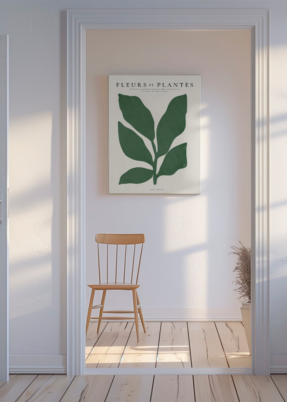 Estampa botânica folha verde minimalista