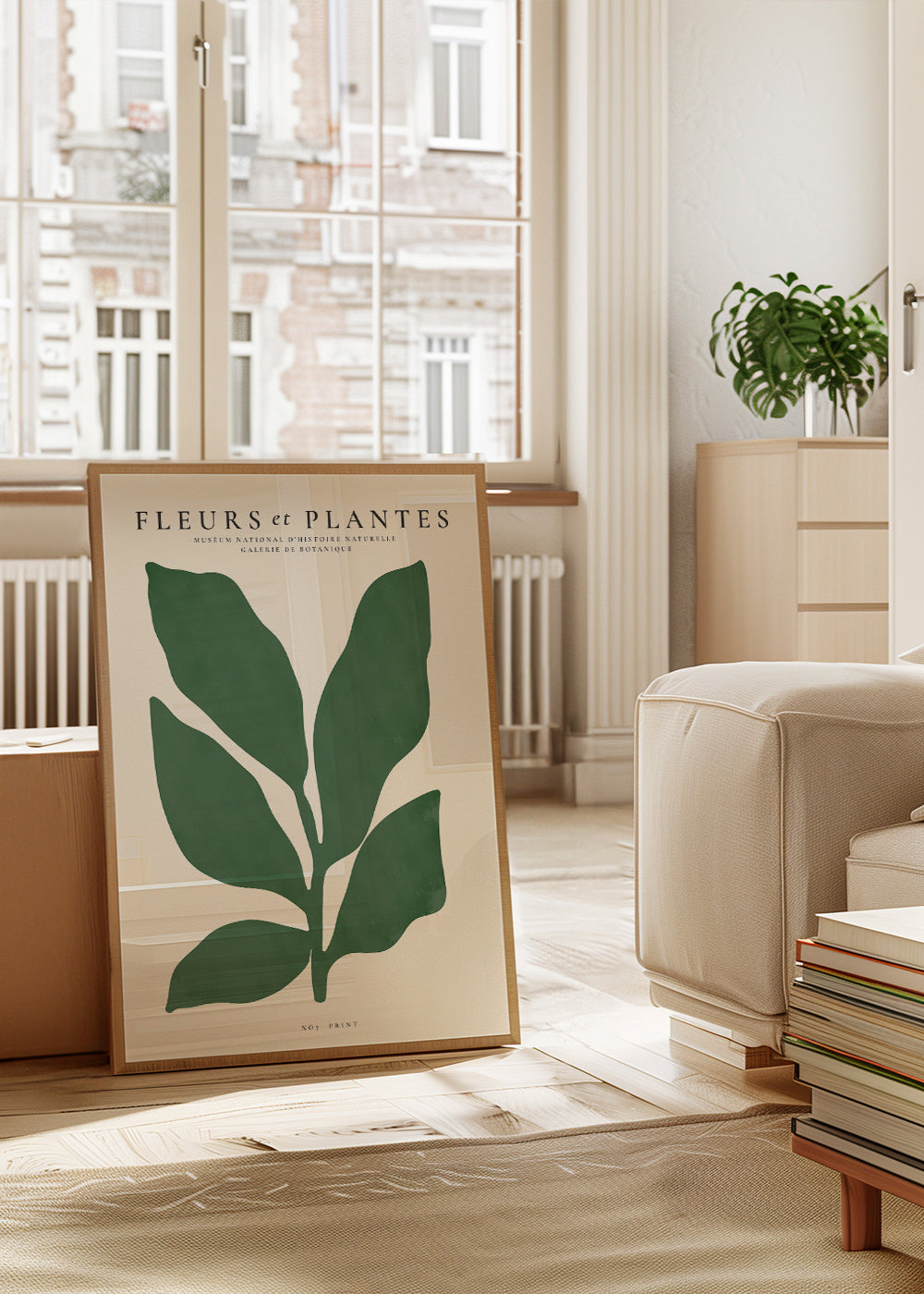 Estampa botânica folha verde minimalista