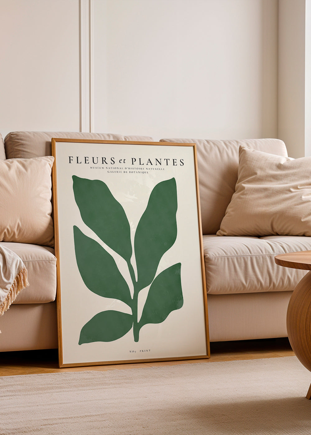 Estampa botânica folha verde minimalista