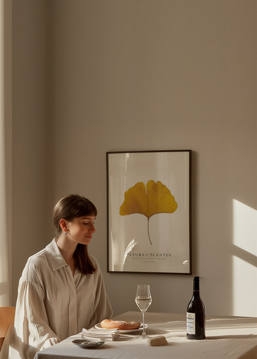 Botanical, Fleurs et plantes -Ginkgo biloba leaf - Poster en ambiente