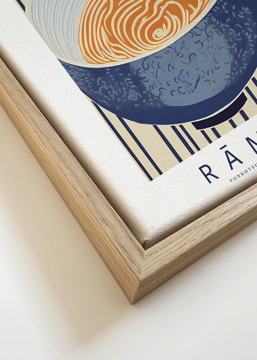 Arte para cozinha Ramen ilustrado azul e laranja