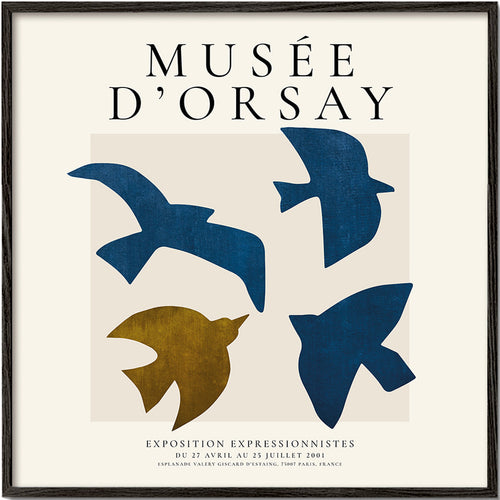 Poster vintage Musée d'Orsay com aves estilizadas