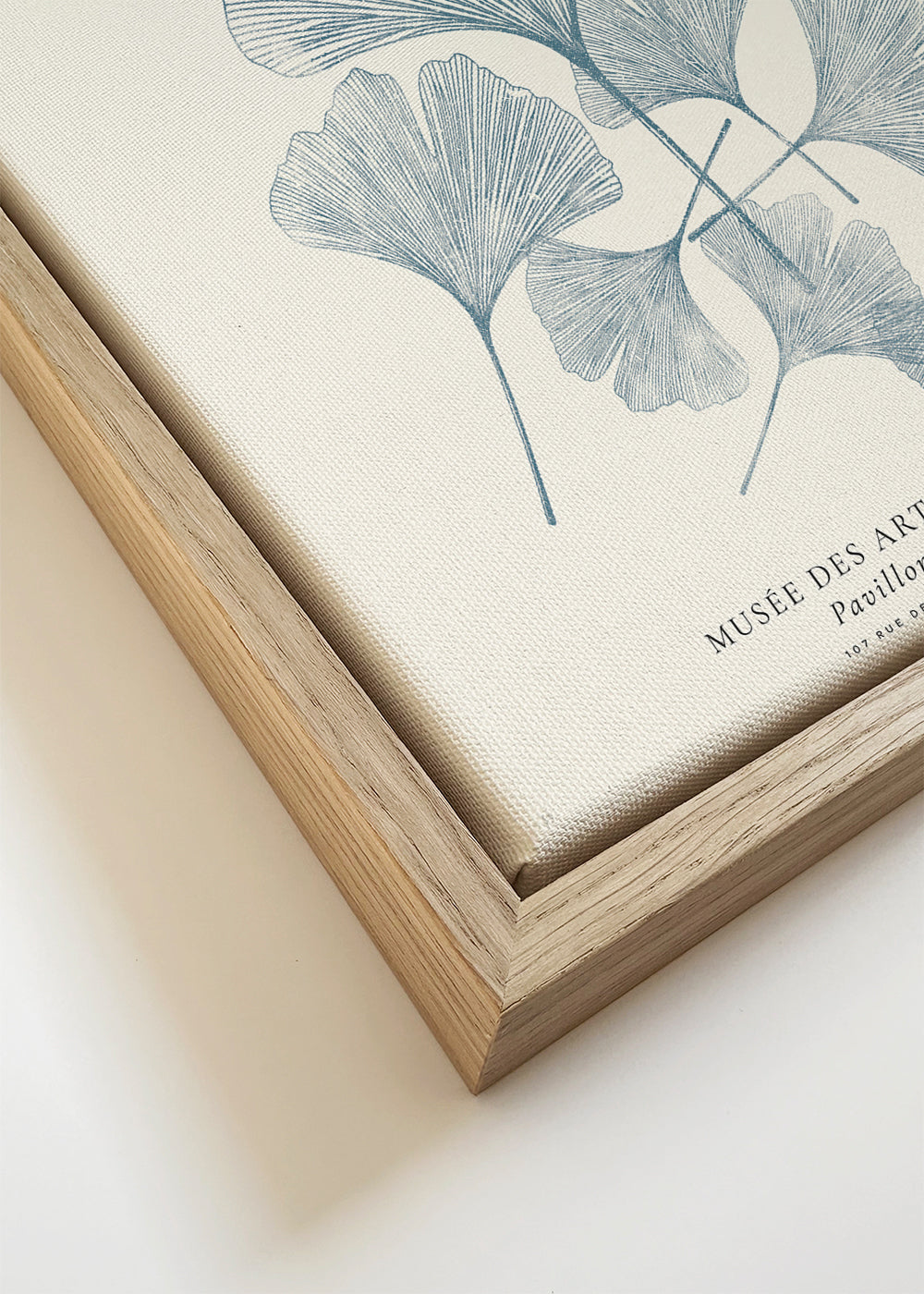 Estampa botânica Ginkgo linogravura azul